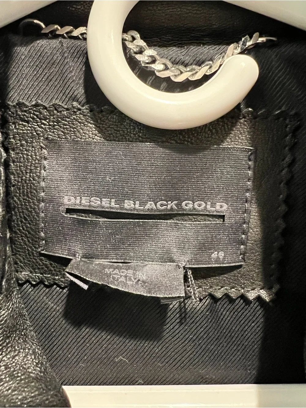 Men’s Diesel Black Gold black leather biker jacket
